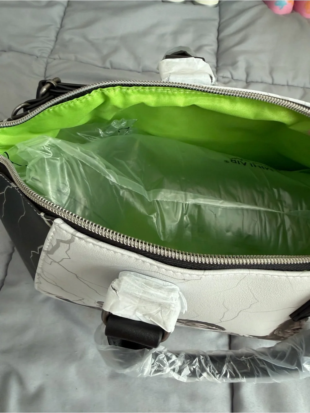 Loungefly Classic Monsters Satchel Bag - White & black. Comes with strap.